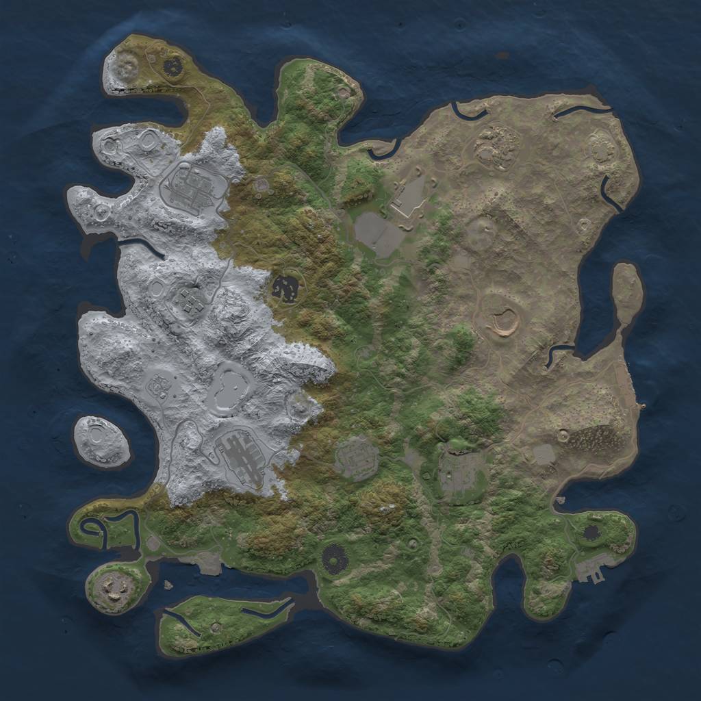 Rust Map: Procedural Map, Size: 3800, Seed: 405960310, 17 Monuments