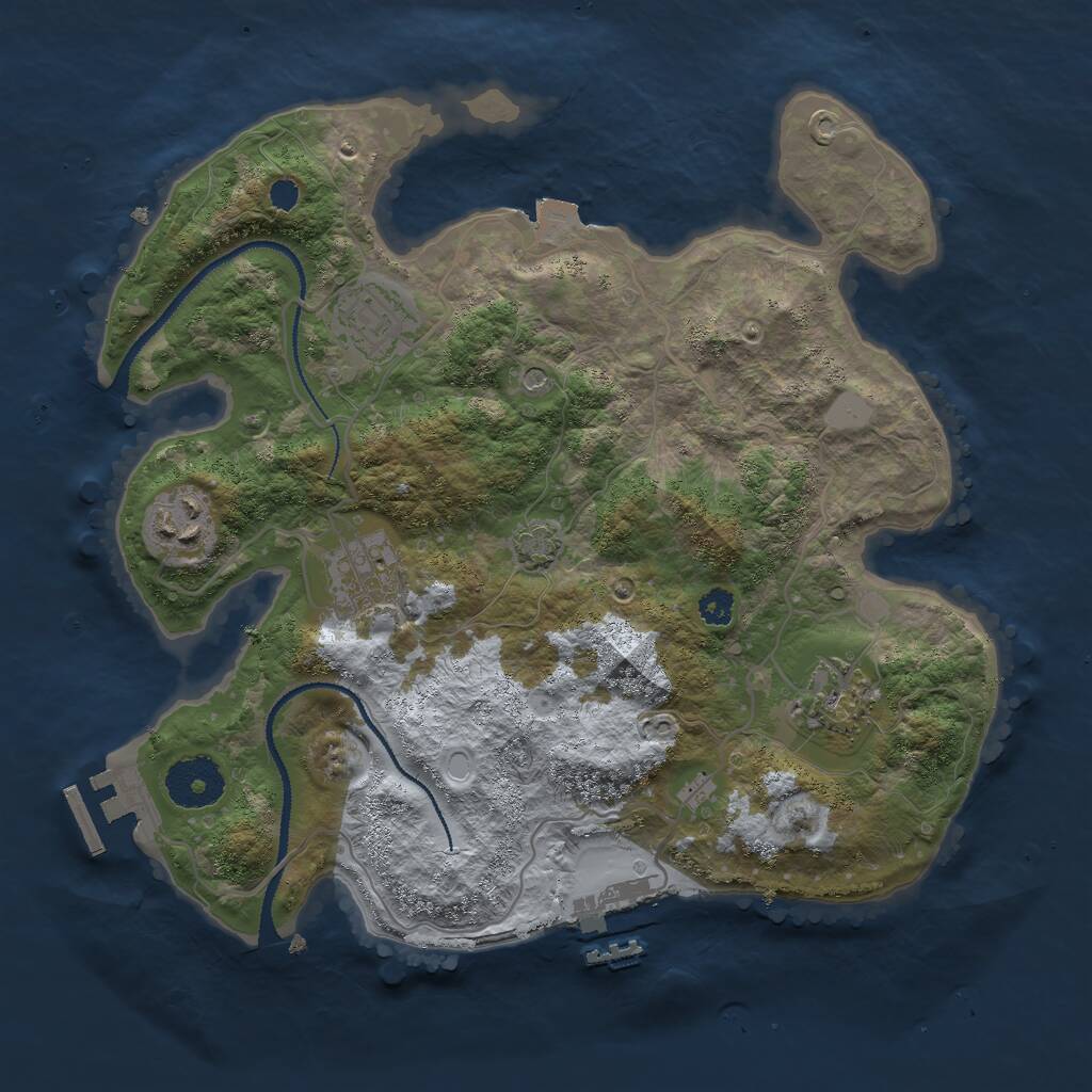 Rust Map: Procedural Map, Size: 3000, Seed: 1836866947, 9 Monuments