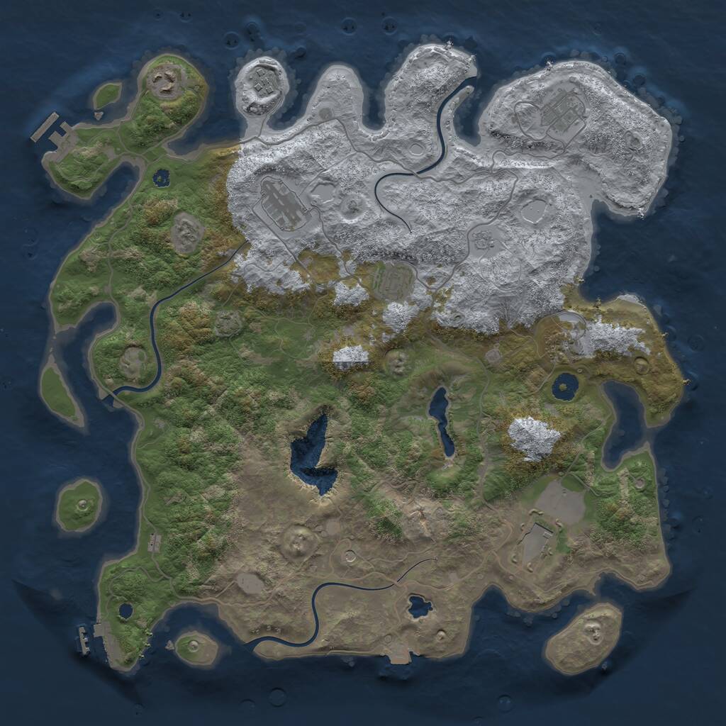 Rust Map: Procedural Map, Size: 4096, Seed: 625105617, 13 Monuments