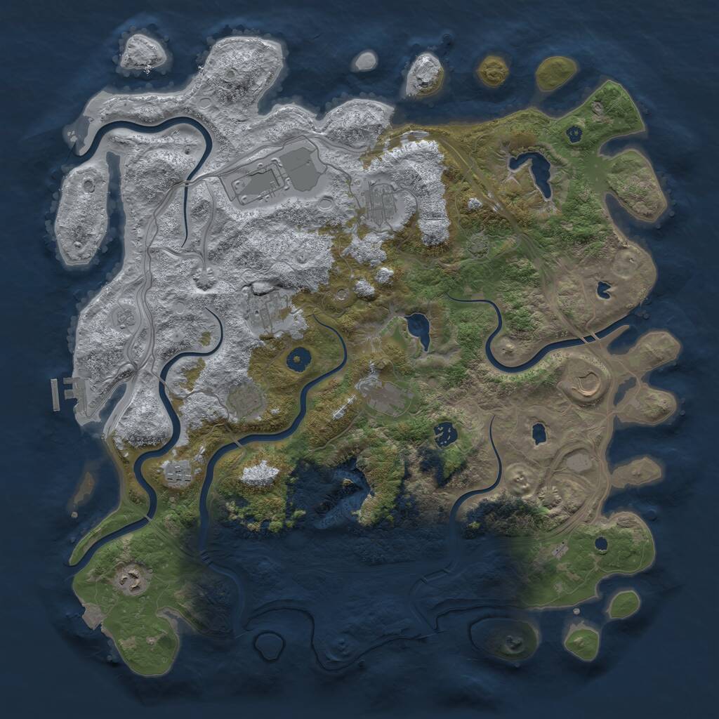 Rust Map: Procedural Map, Size: 4500, Seed: 1801281981, 14 Monuments