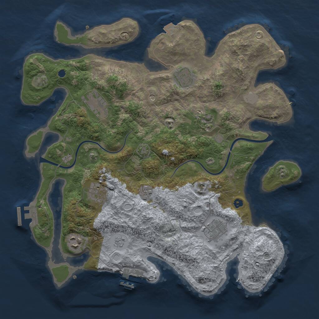 Rust Map: Procedural Map, Size: 3450, Seed: 10482011, 13 Monuments