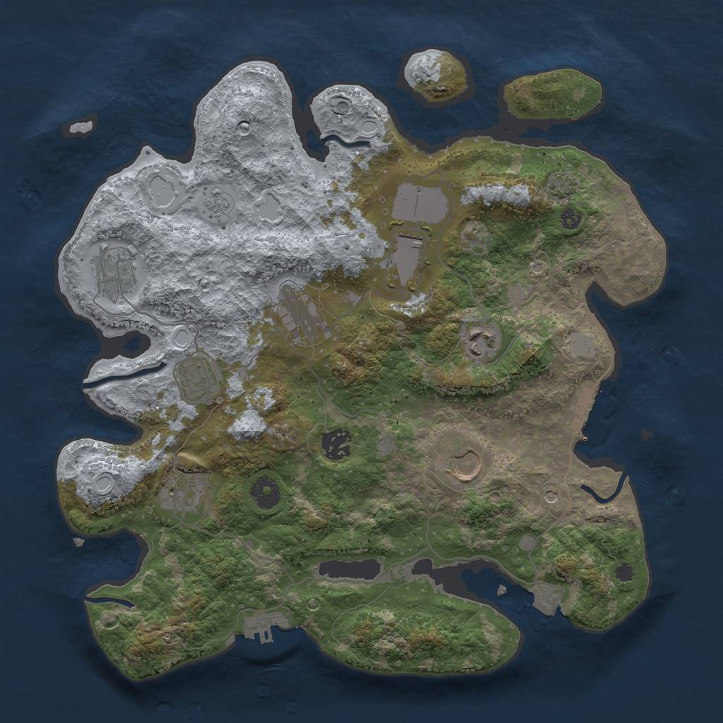 Rust Map: Procedural Map, Size: 3500, Seed: 21334521, 16 Monuments