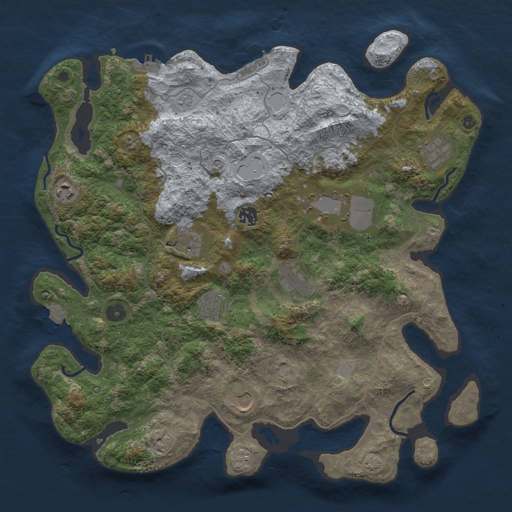 Rust Map: Procedural Map, Size: 4000, Seed: 618009772, 17 Monuments