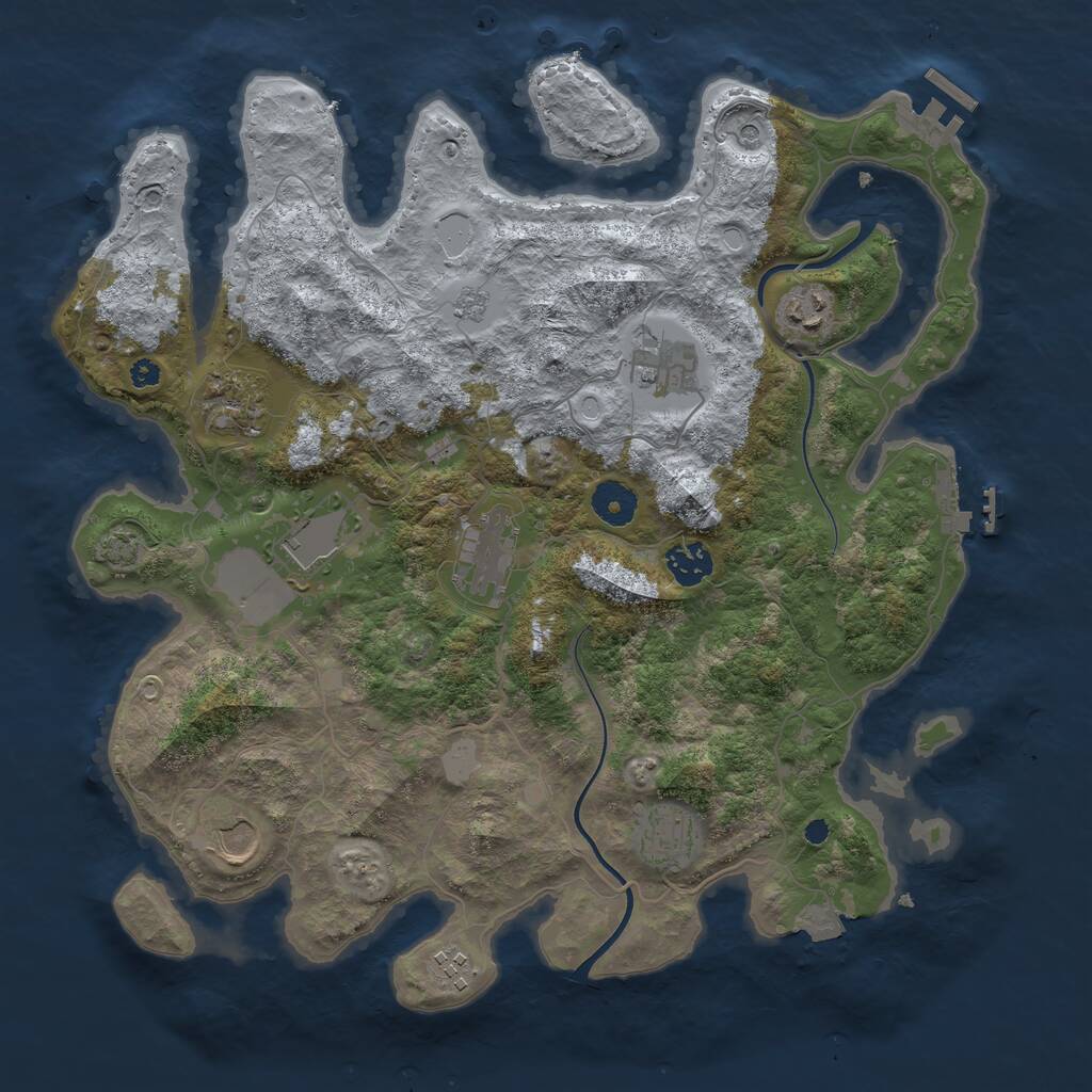 Rust Map: Procedural Map, Size: 3700, Seed: 756038249, 15 Monuments