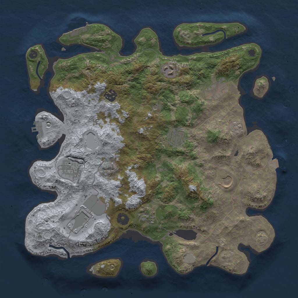 Rust Map: Procedural Map, Size: 3700, Seed: 20463733, 17 Monuments