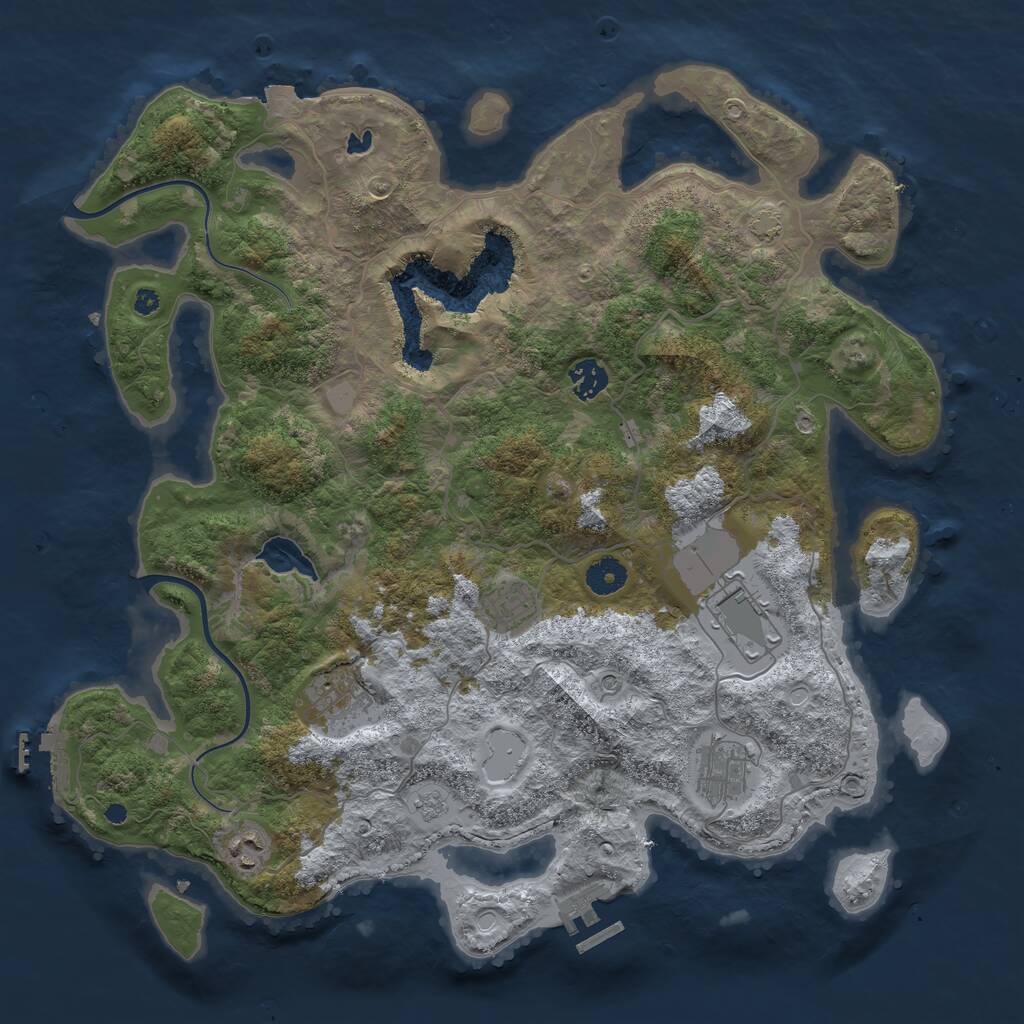 Rust Map: Procedural Map, Size: 4000, Seed: 2040640235, 12 Monuments