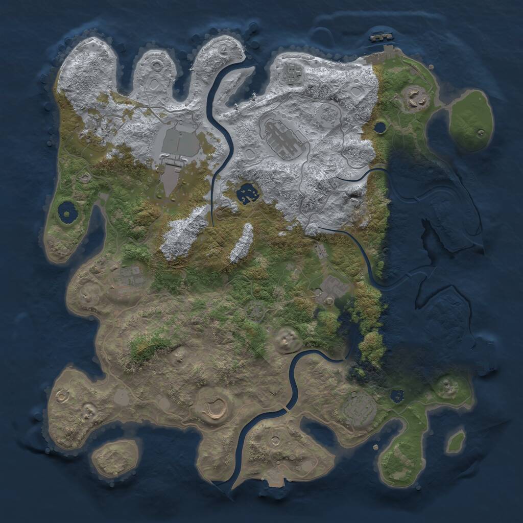 Rust Map: Procedural Map, Size: 3800, Seed: 81224294, 16 Monuments