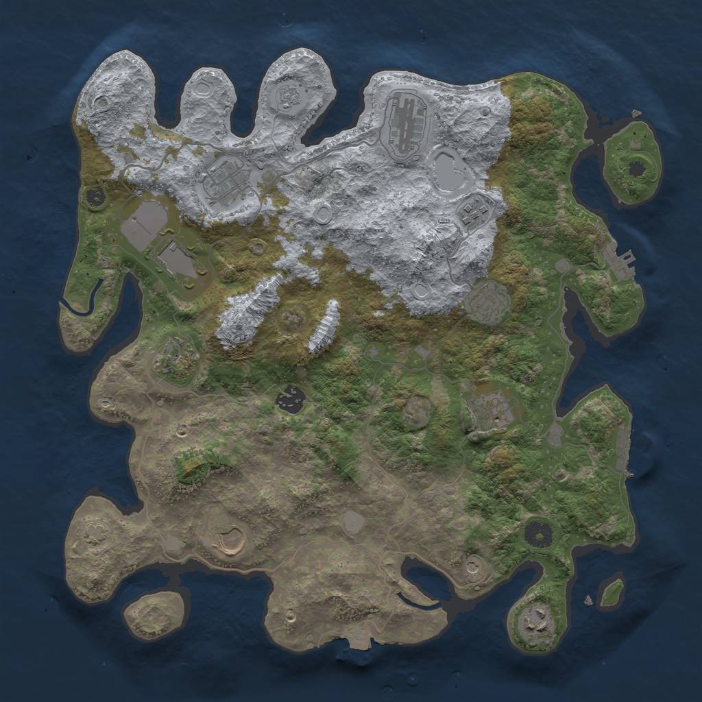 Rust Map: Procedural Map, Size: 3800, Seed: 81224294, 18 Monuments