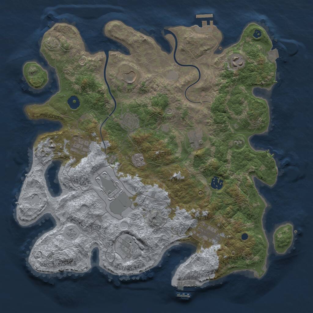 Rust Map: Procedural Map, Size: 3750, Seed: 570759, 16 Monuments