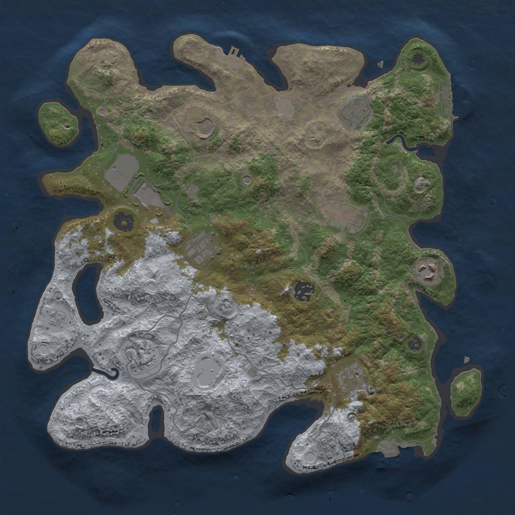 Rust Map: Procedural Map, Size: 3750, Seed: 570759, 18 Monuments