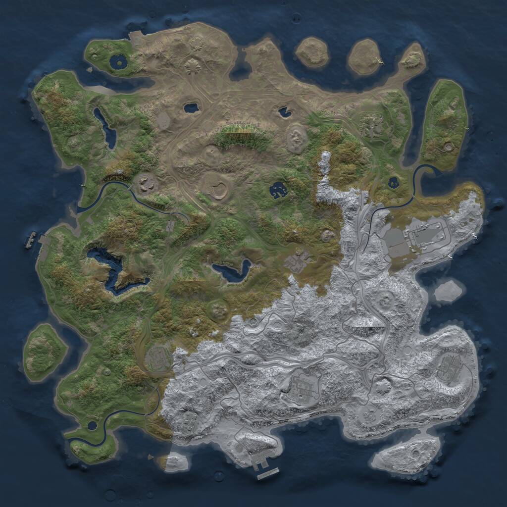 Rust Map: Procedural Map, Size: 4500, Seed: 1852501482, 16 Monuments