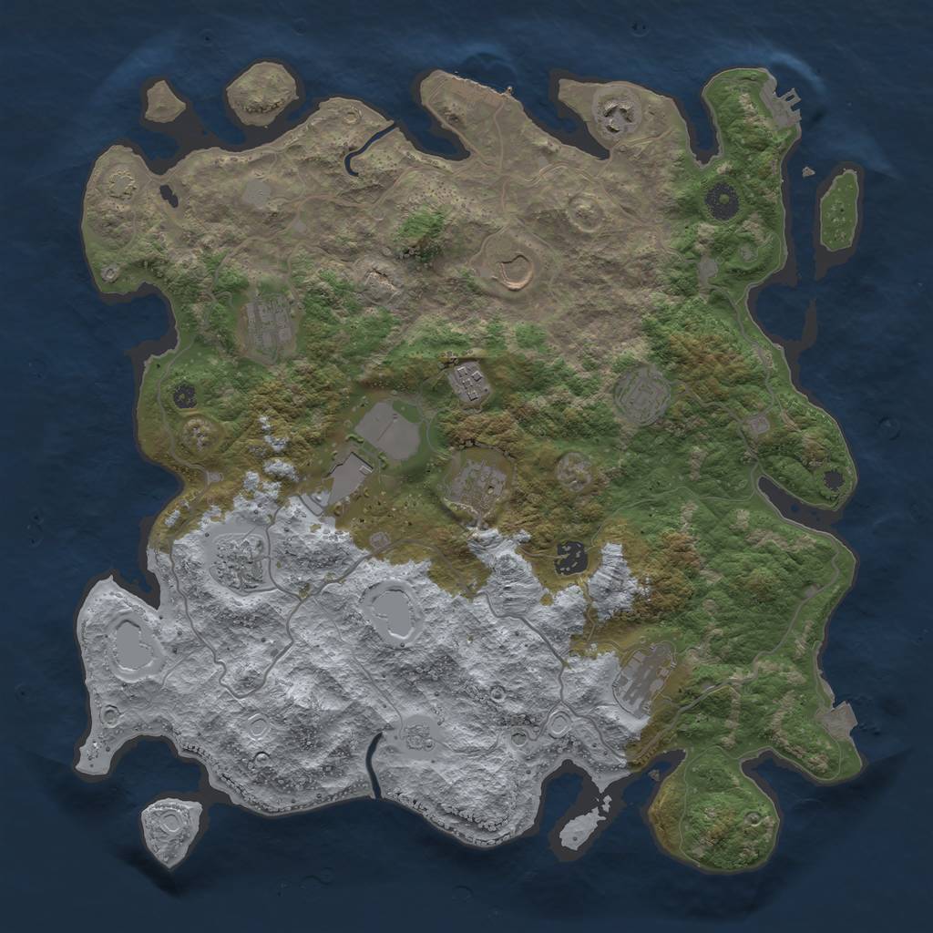 Rust Map: Procedural Map, Size: 4000, Seed: 990254, 18 Monuments