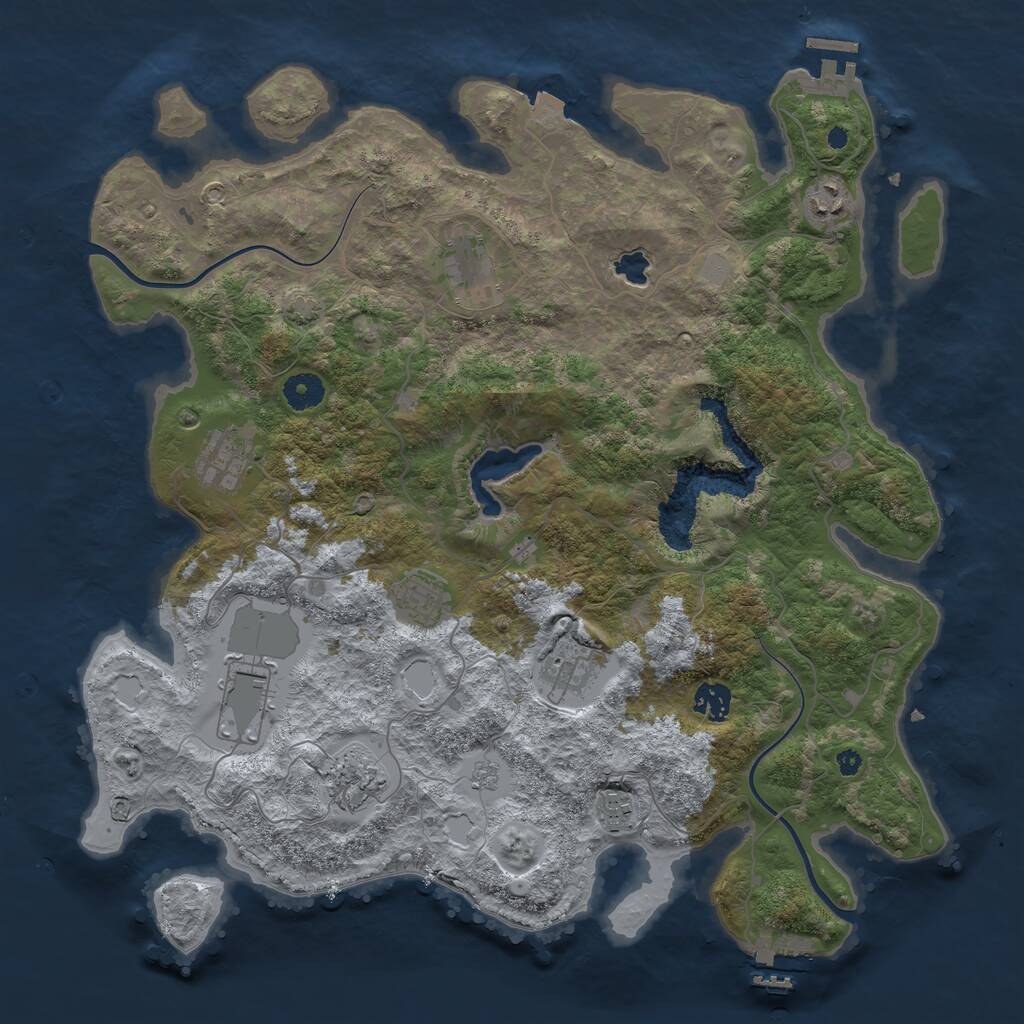 Rust Map: Procedural Map, Size: 4000, Seed: 990254, 14 Monuments