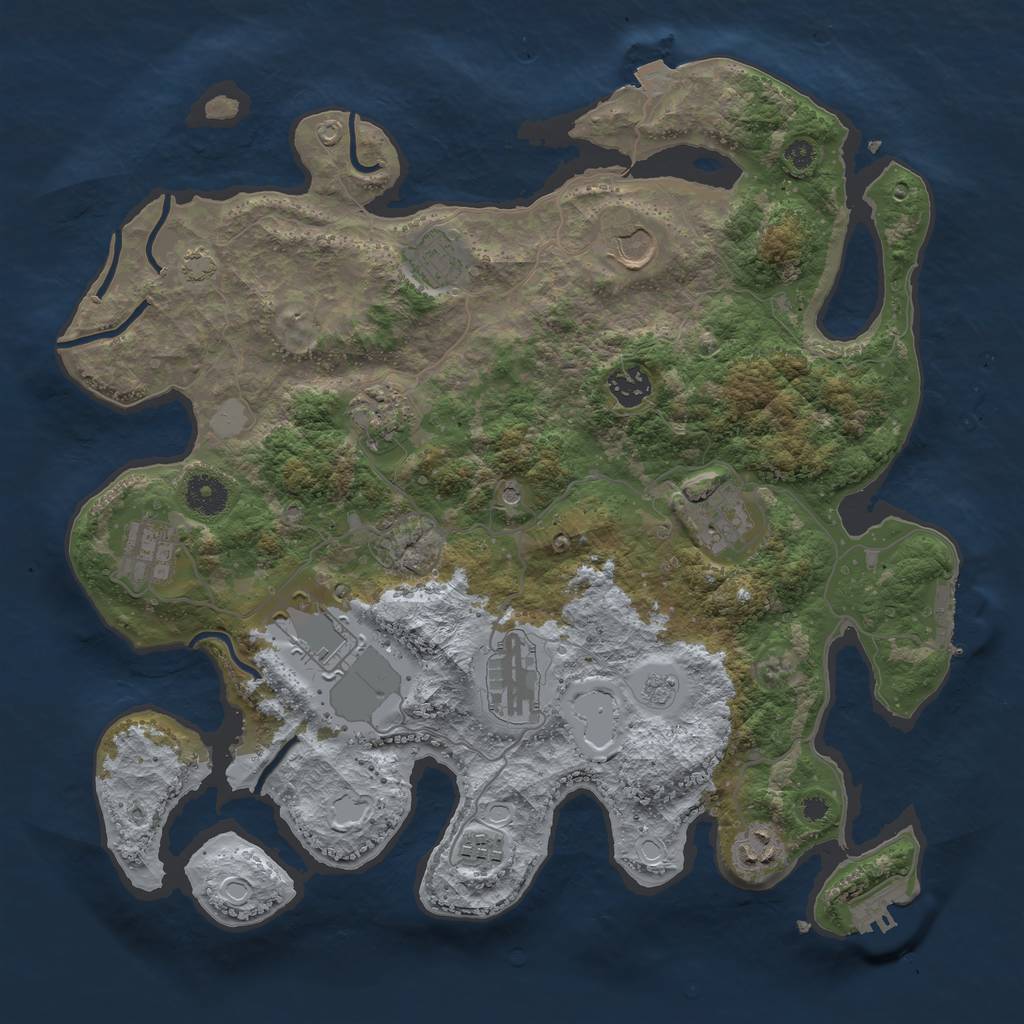 Rust Map: Procedural Map, Size: 3750, Seed: 129212, 18 Monuments