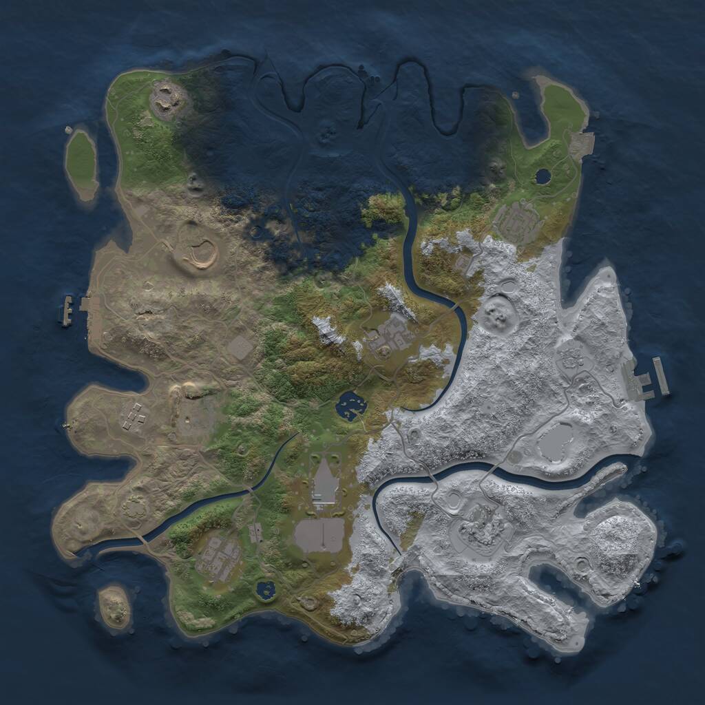 Rust Map: Procedural Map, Size: 3700, Seed: 316435477, 16 Monuments