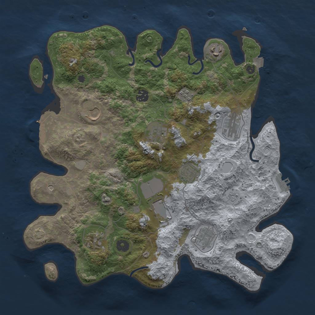 Rust Map: Procedural Map, Size: 3700, Seed: 316435477, 18 Monuments