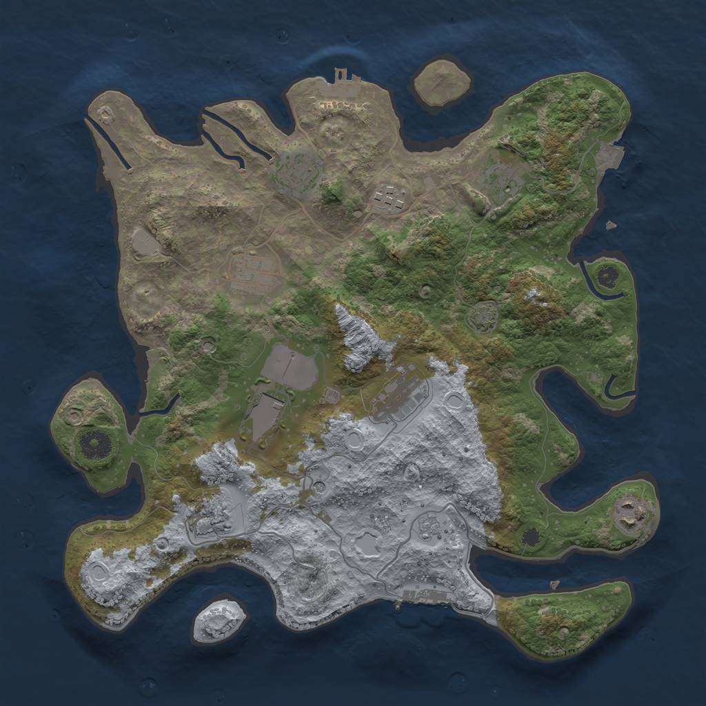 Rust Map: Procedural Map, Size: 3500, Seed: 1763724156, 16 Monuments