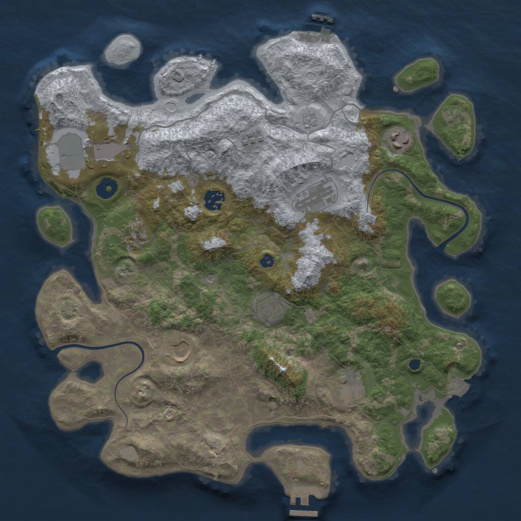 Rust Map: Procedural Map, Size: 3750, Seed: 674557, 15 Monuments