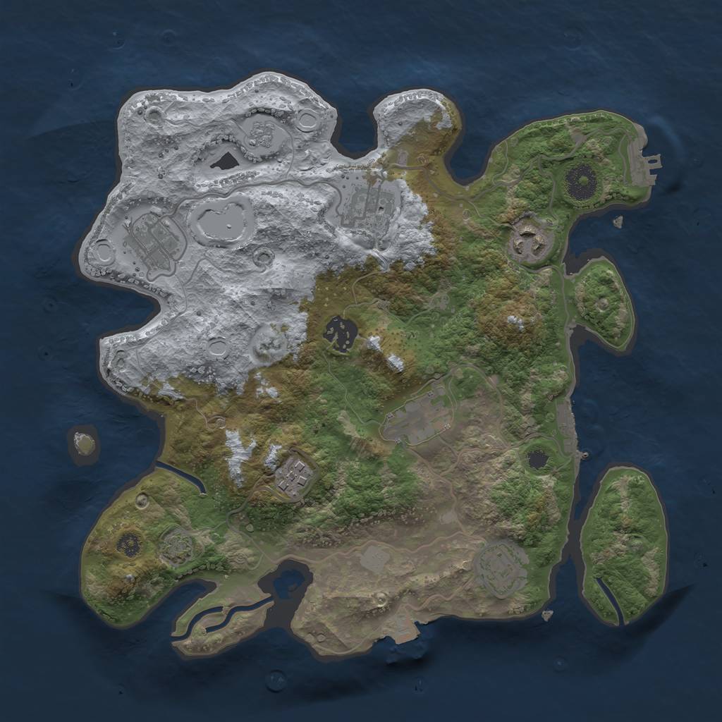 Rust Map: Procedural Map, Size: 3200, Seed: 361225830, 14 Monuments