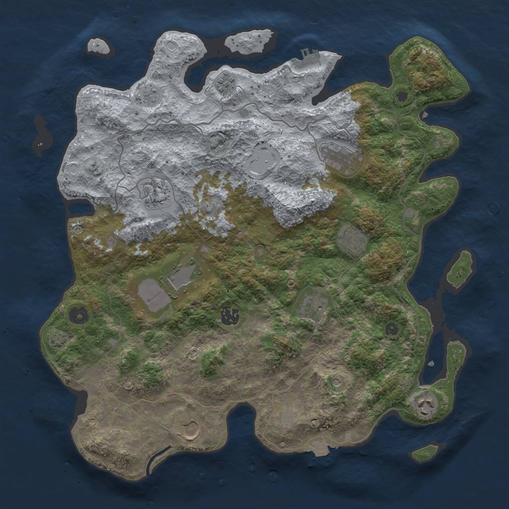 Rust Map: Procedural Map, Size: 4000, Seed: 1129124549, 16 Monuments