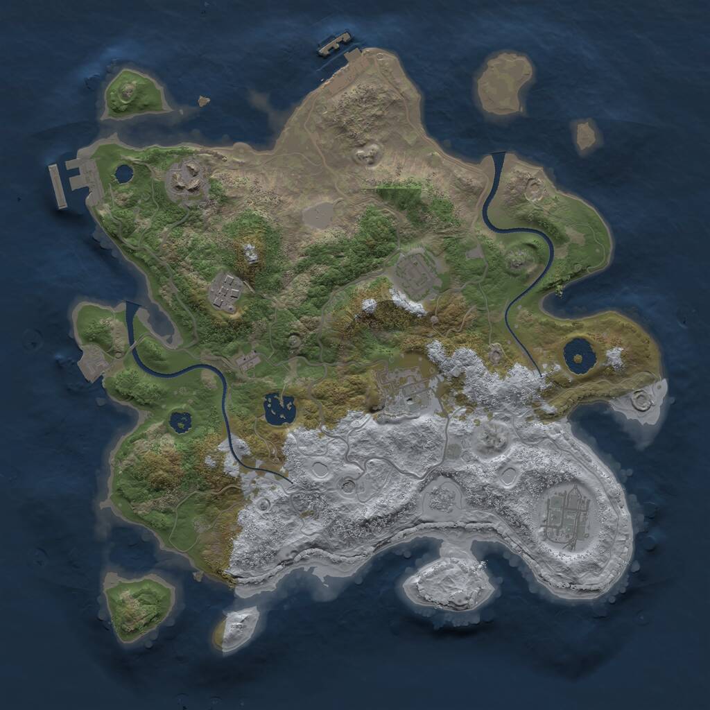 Rust Map: Procedural Map, Size: 3200, Seed: 1637230180, 11 Monuments