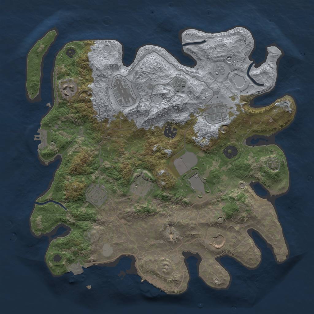 Rust Map: Procedural Map, Size: 3500, Seed: 258602441, 16 Monuments