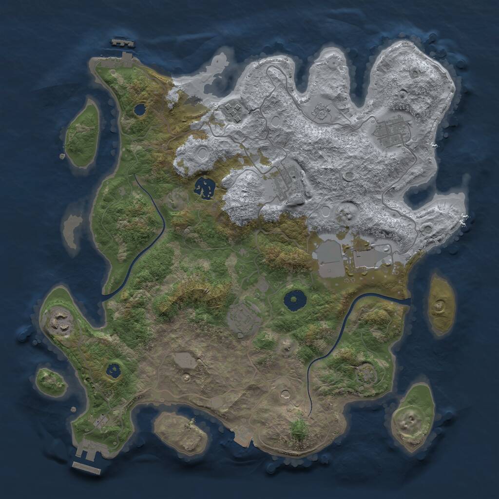 Rust Map: Procedural Map, Size: 3500, Seed: 1574591607, 13 Monuments
