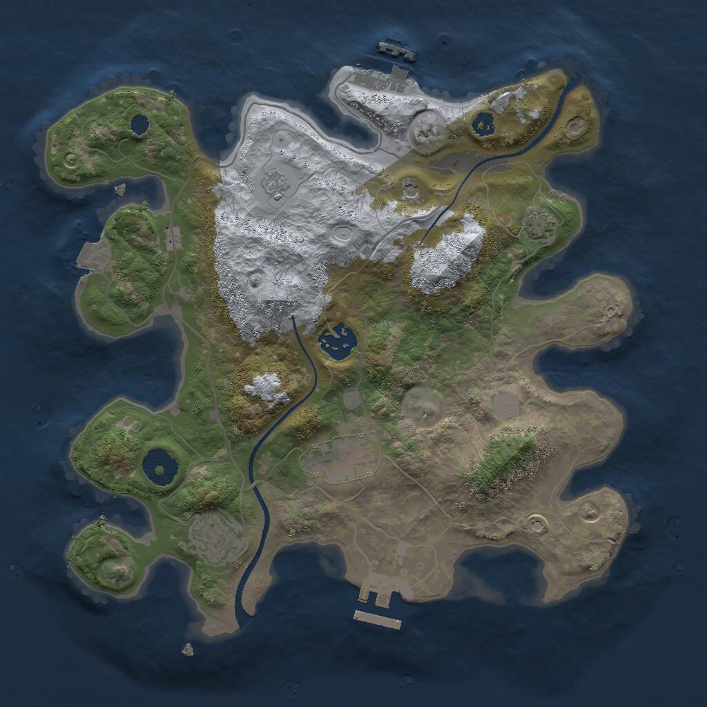 Rust Map: Procedural Map, Size: 3000, Seed: 713120148, 9 Monuments