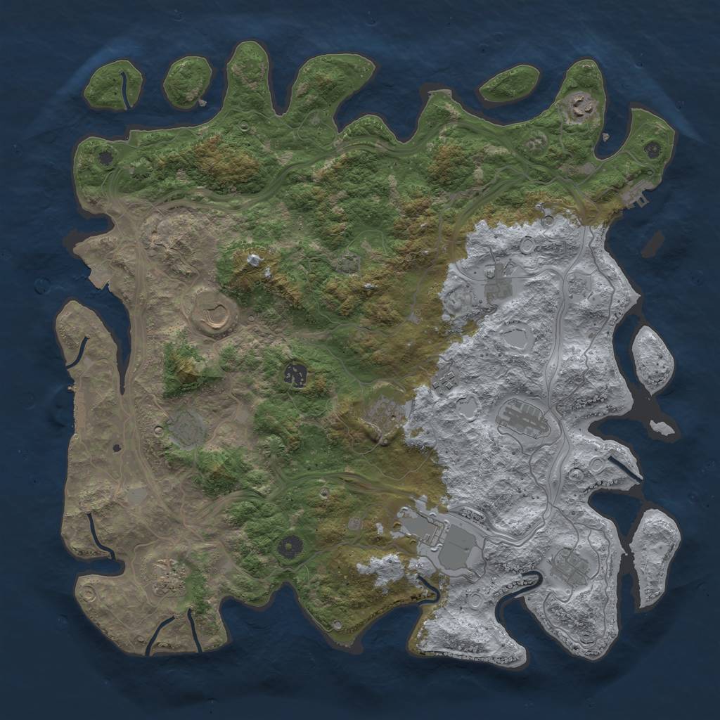 Rust Map: Procedural Map, Size: 4500, Seed: 390047282, 19 Monuments