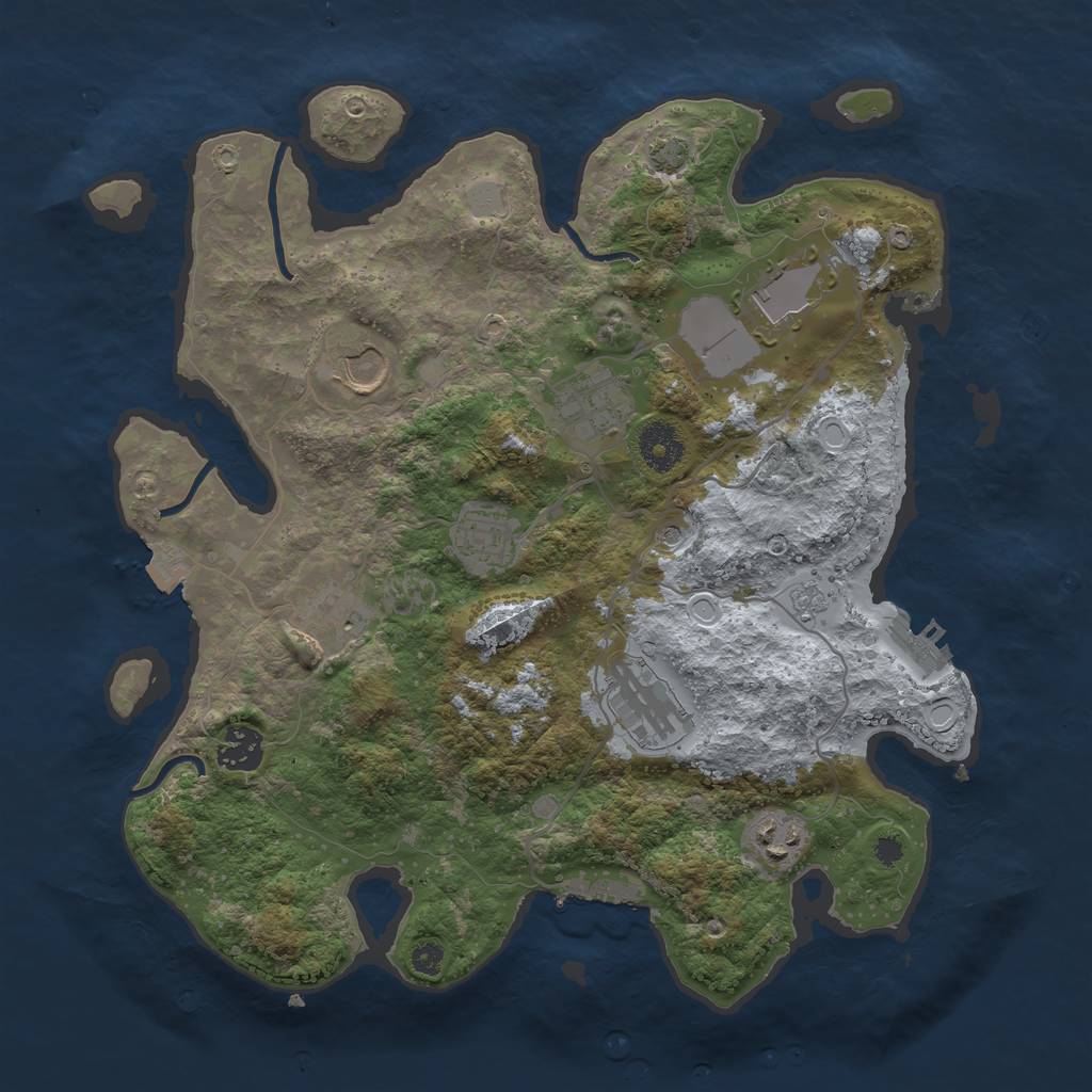 Rust Map: Procedural Map, Size: 3500, Seed: 1346016404, 16 Monuments