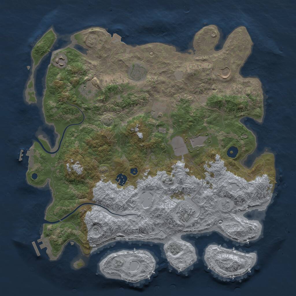 Rust Map: Procedural Map, Size: 3950, Seed: 751163433, 15 Monuments