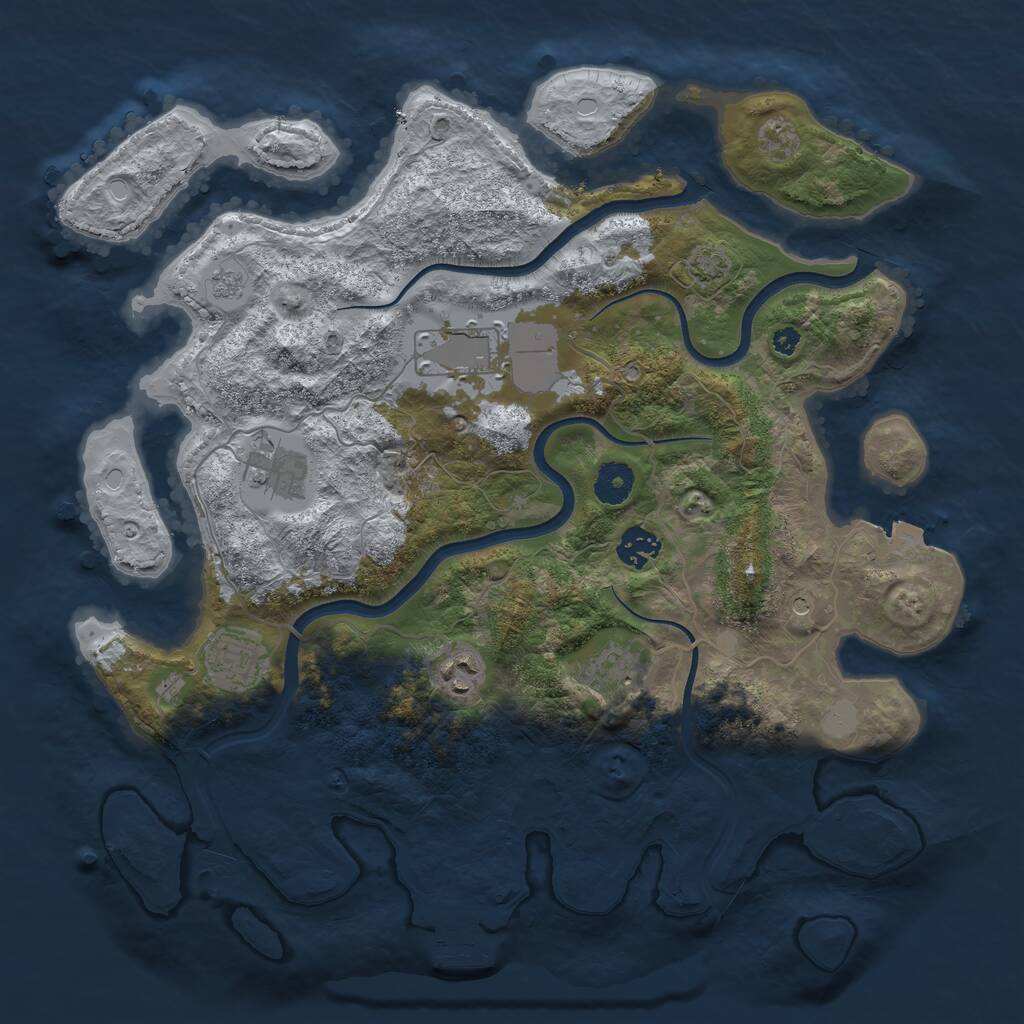 Rust Map: Procedural Map, Size: 3750, Seed: 854522473, 11 Monuments