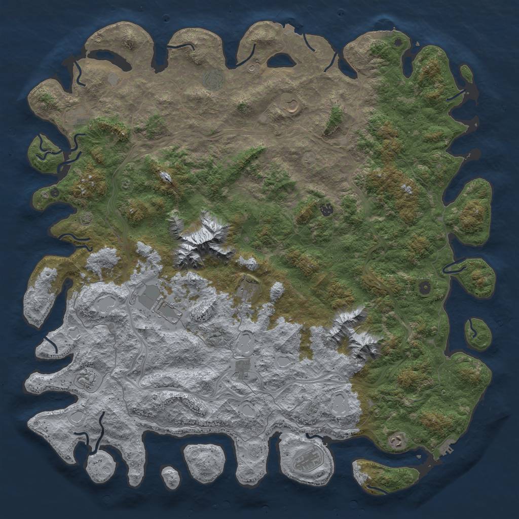 Rust Map: Procedural Map, Size: 6000, Seed: 50224183, 19 Monuments