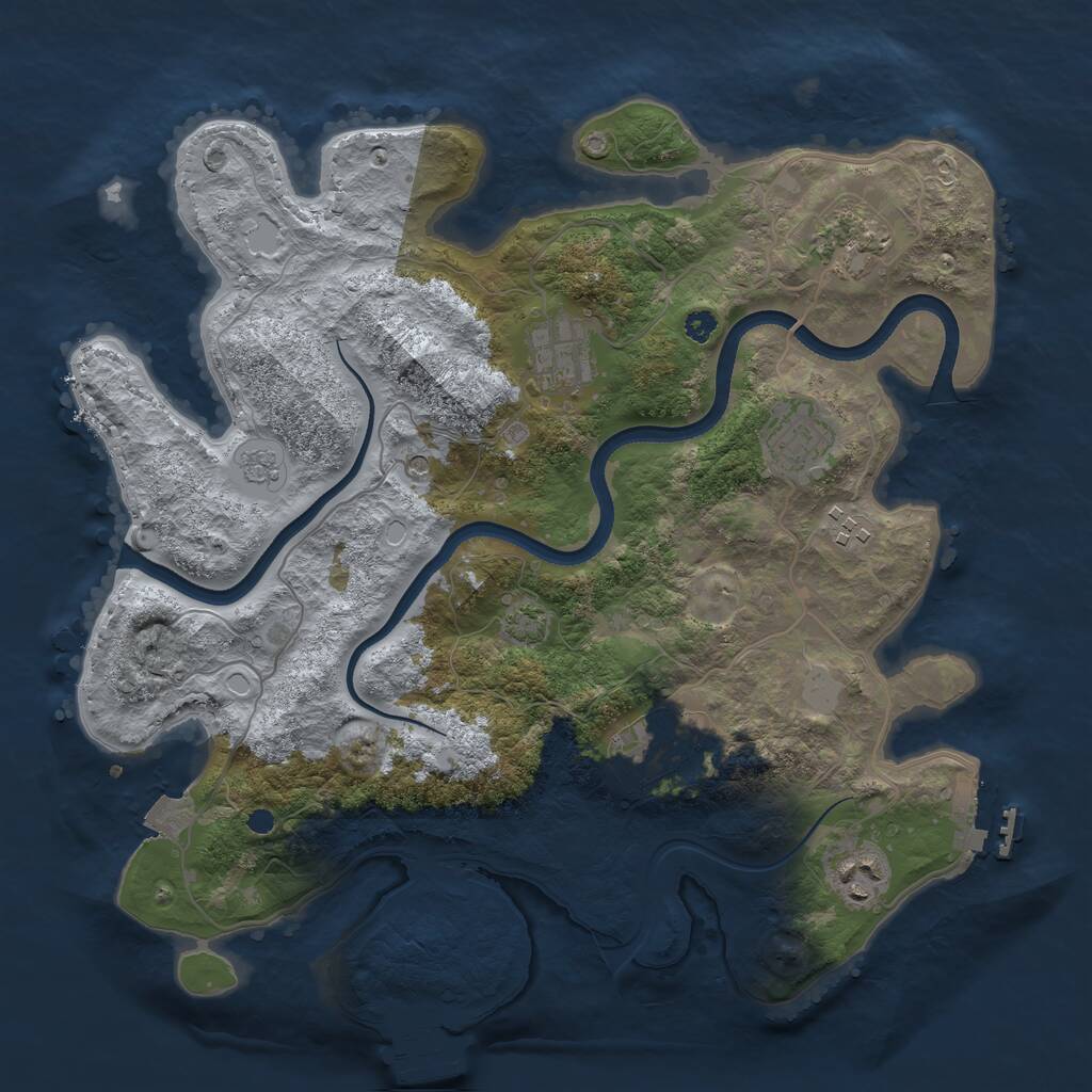 Rust Map: Procedural Map, Size: 3450, Seed: 31656852, 12 Monuments