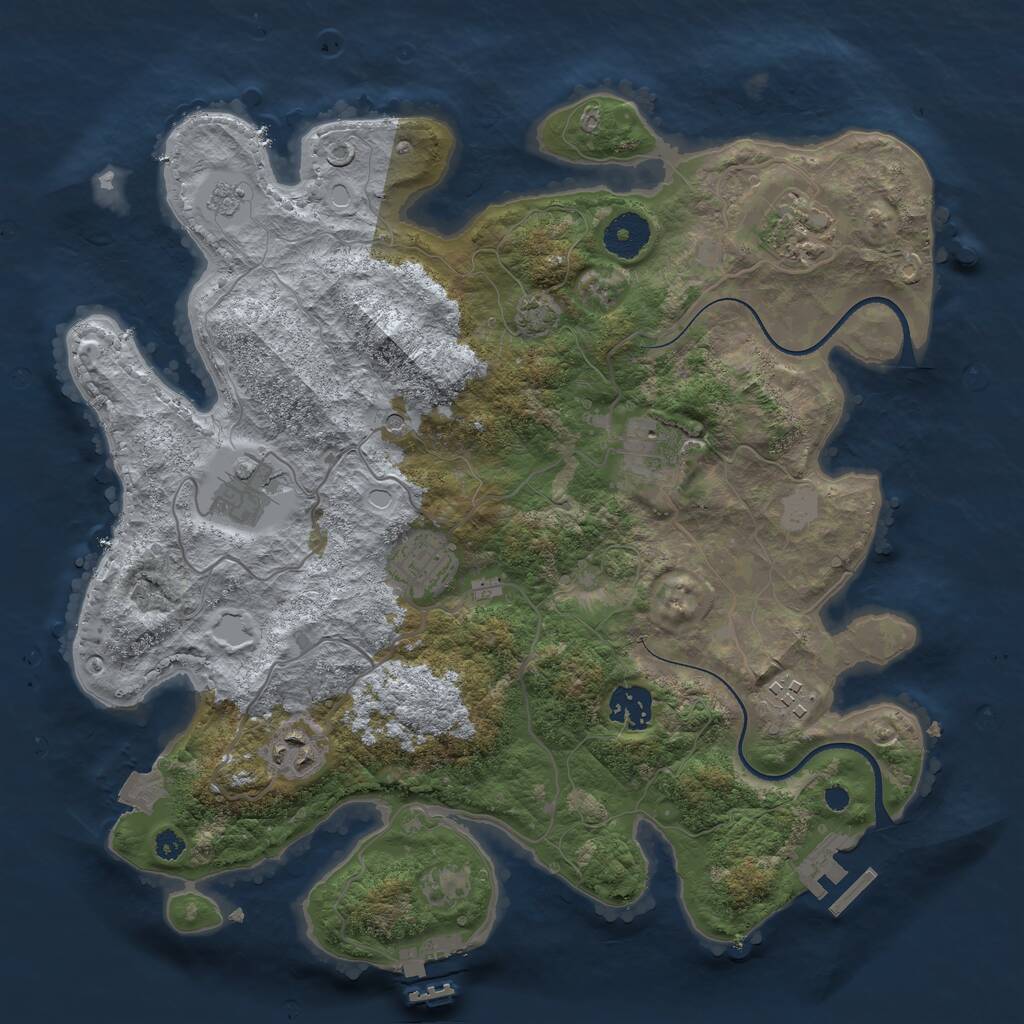 Rust Map: Procedural Map, Size: 3450, Seed: 31656852, 13 Monuments