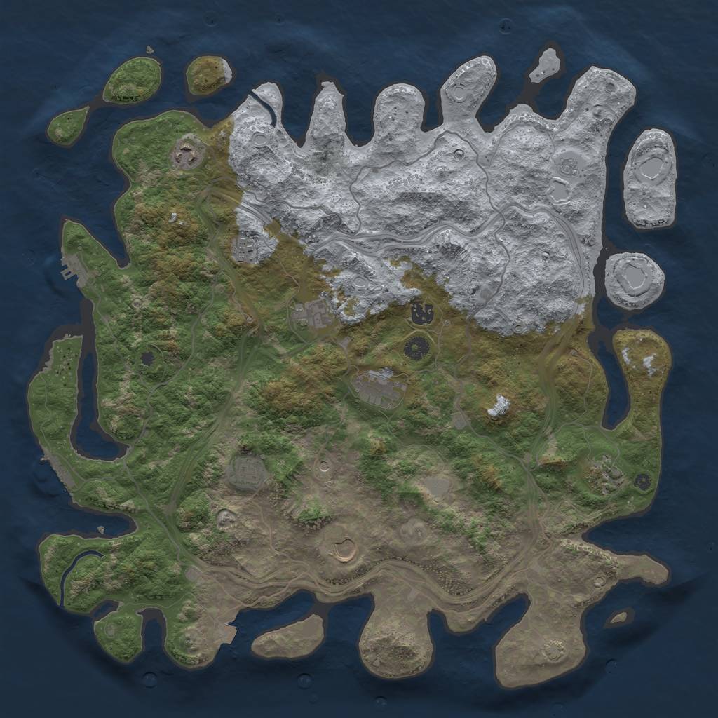 Rust Map: Procedural Map, Size: 4500, Seed: 1574003804, 16 Monuments