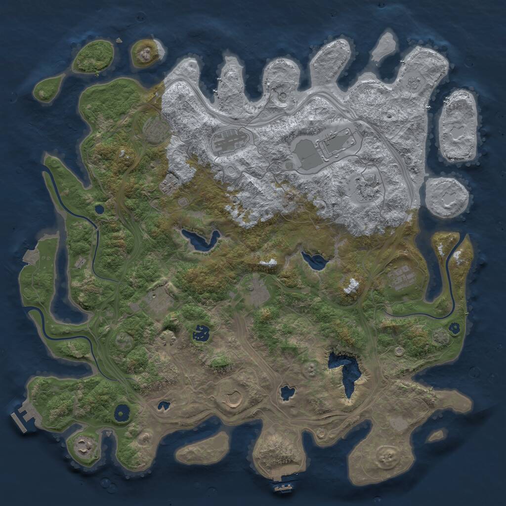 Rust Map: Procedural Map, Size: 4500, Seed: 1574003804, 17 Monuments