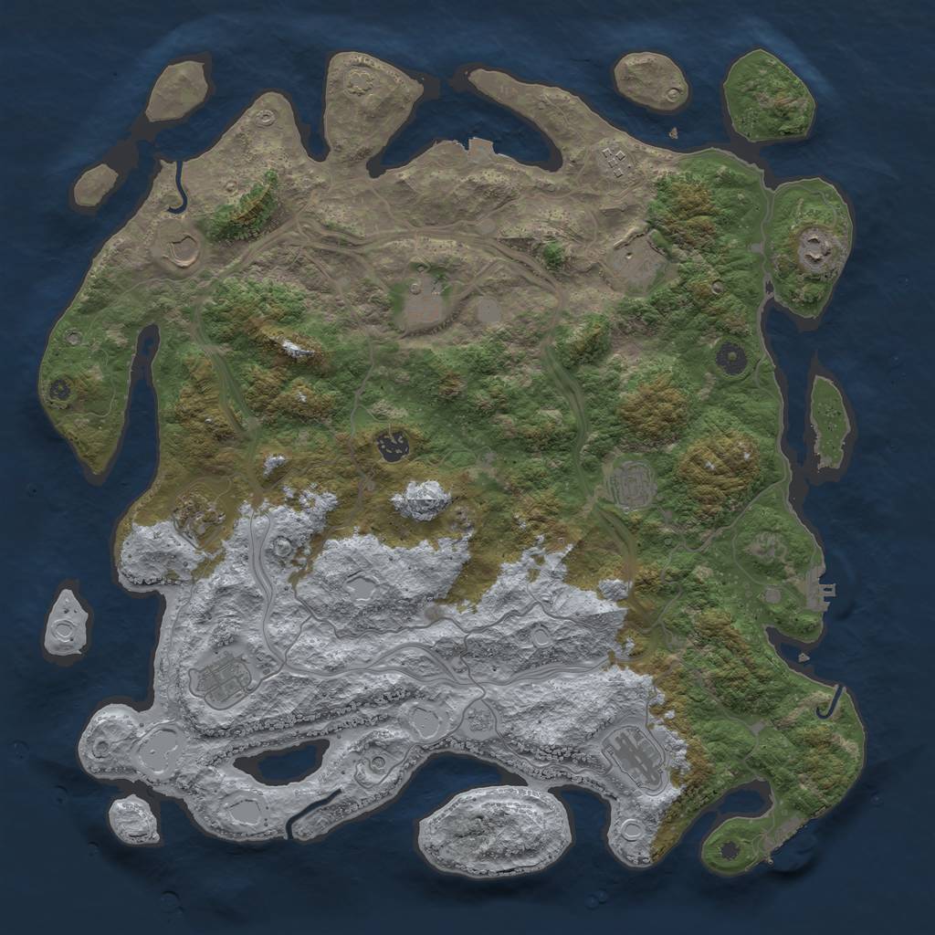 Rust Map: Procedural Map, Size: 4500, Seed: 965070334, 18 Monuments