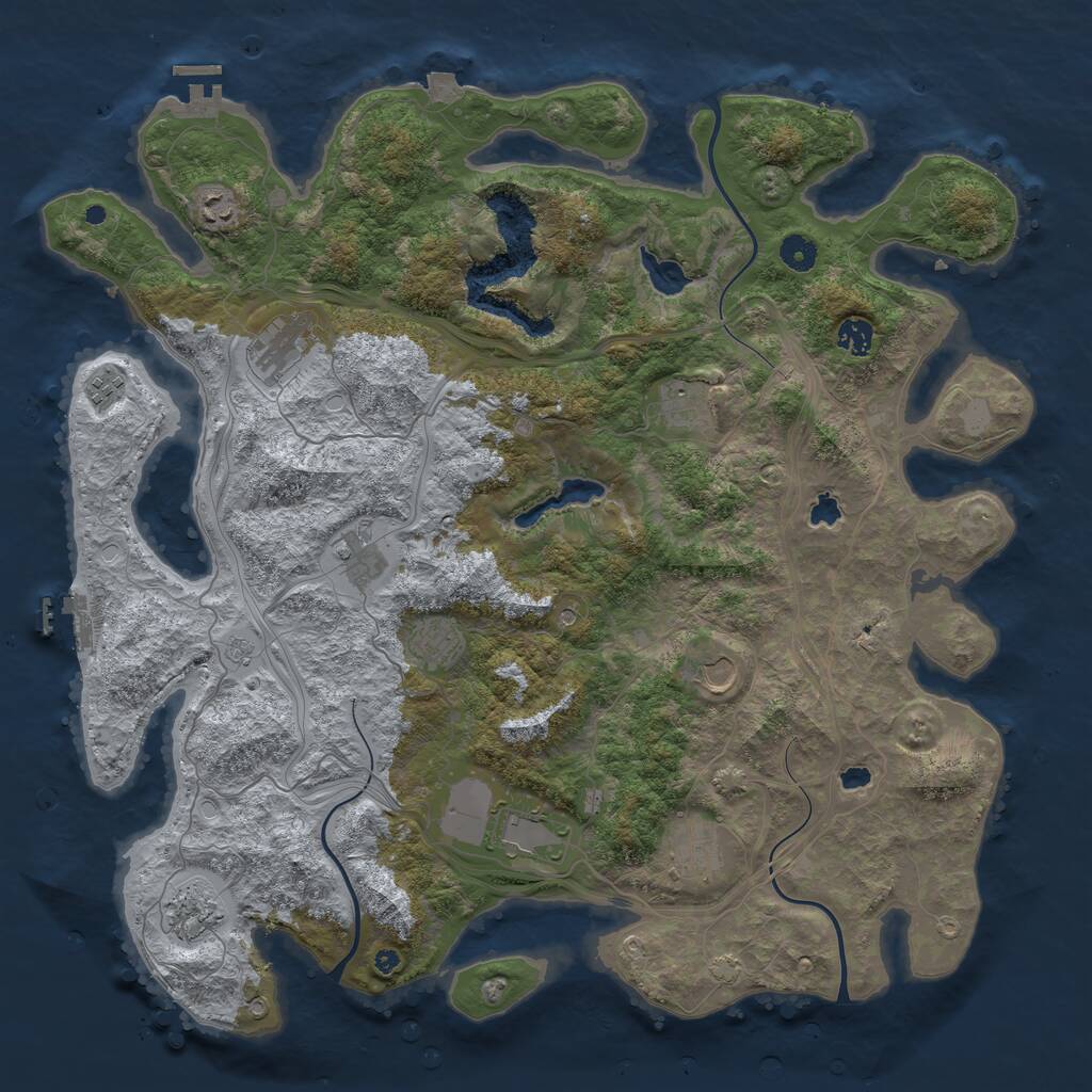 Rust Map: Procedural Map, Size: 4500, Seed: 1352098524, 17 Monuments