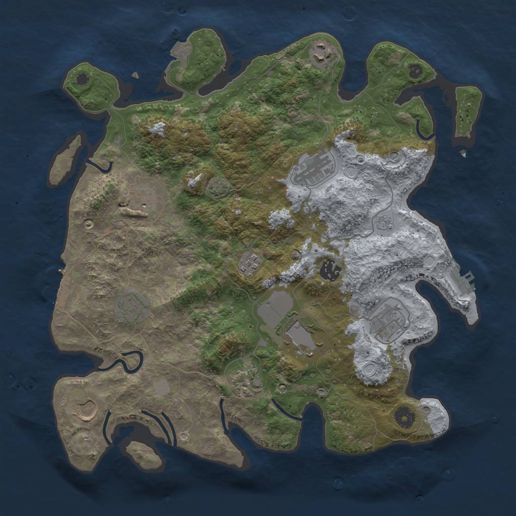 Rust Map: Procedural Map, Size: 3700, Seed: 1574372225, 18 Monuments