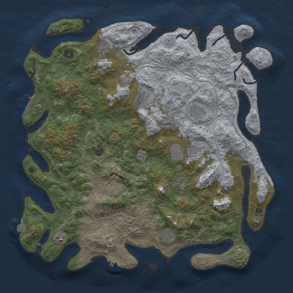 Rust Map: Procedural Map, Size: 4500, Seed: 729087, 18 Monuments