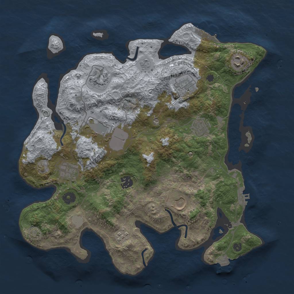 Rust Map: Procedural Map, Size: 3500, Seed: 221974035, 17 Monuments