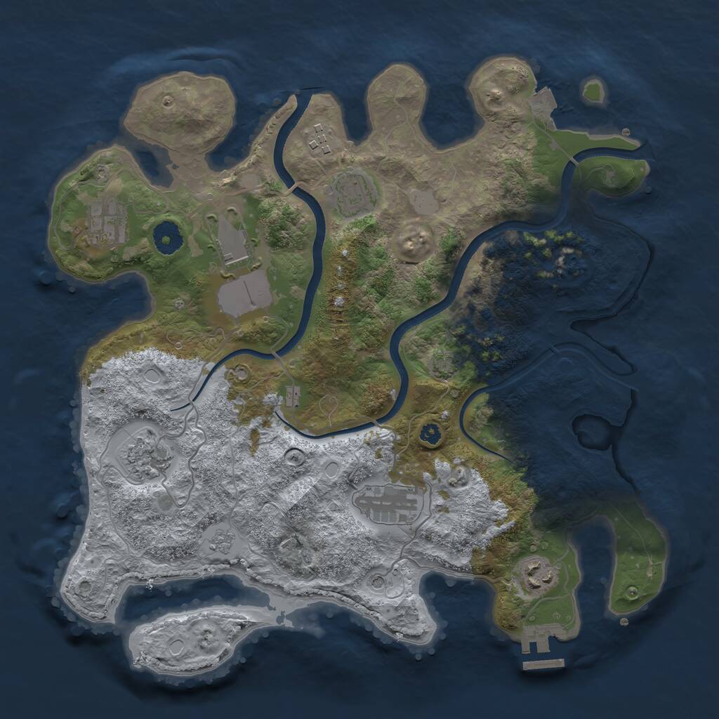 Rust Map: Procedural Map, Size: 3500, Seed: 105725566, 12 Monuments