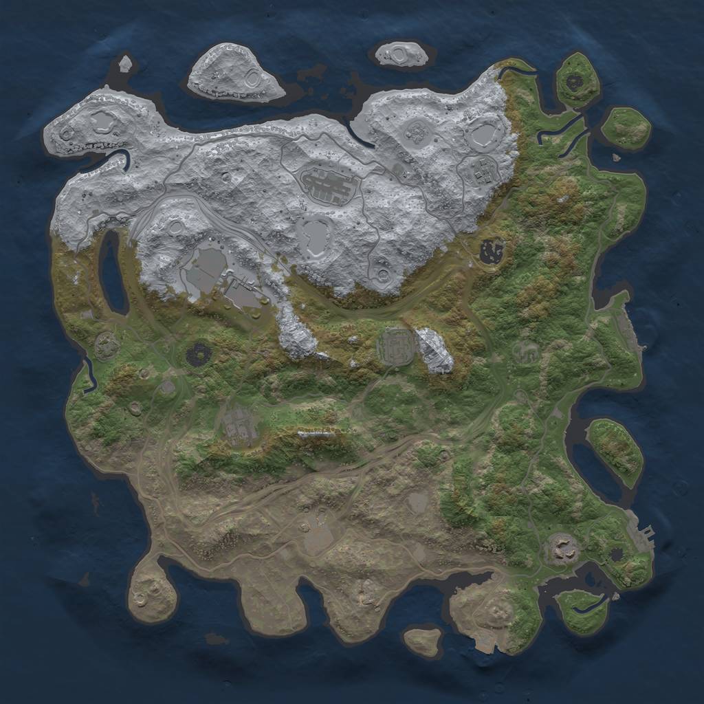Rust Map: Procedural Map, Size: 4300, Seed: 71946778, 16 Monuments