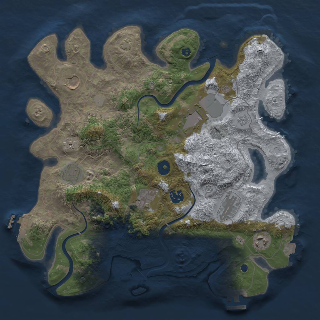Rust Map: Procedural Map, Size: 3500, Seed: 505178387, 14 Monuments