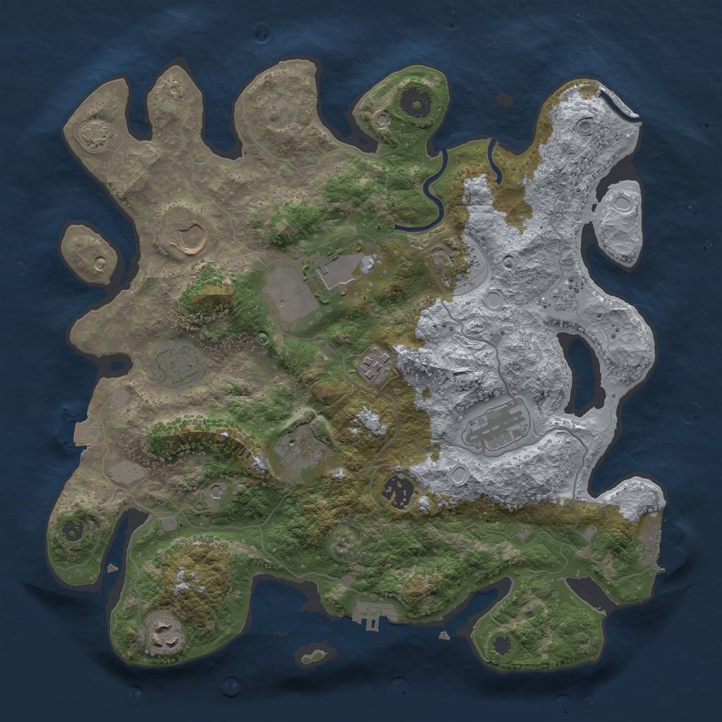 Rust Map: Procedural Map, Size: 3500, Seed: 505178387, 17 Monuments