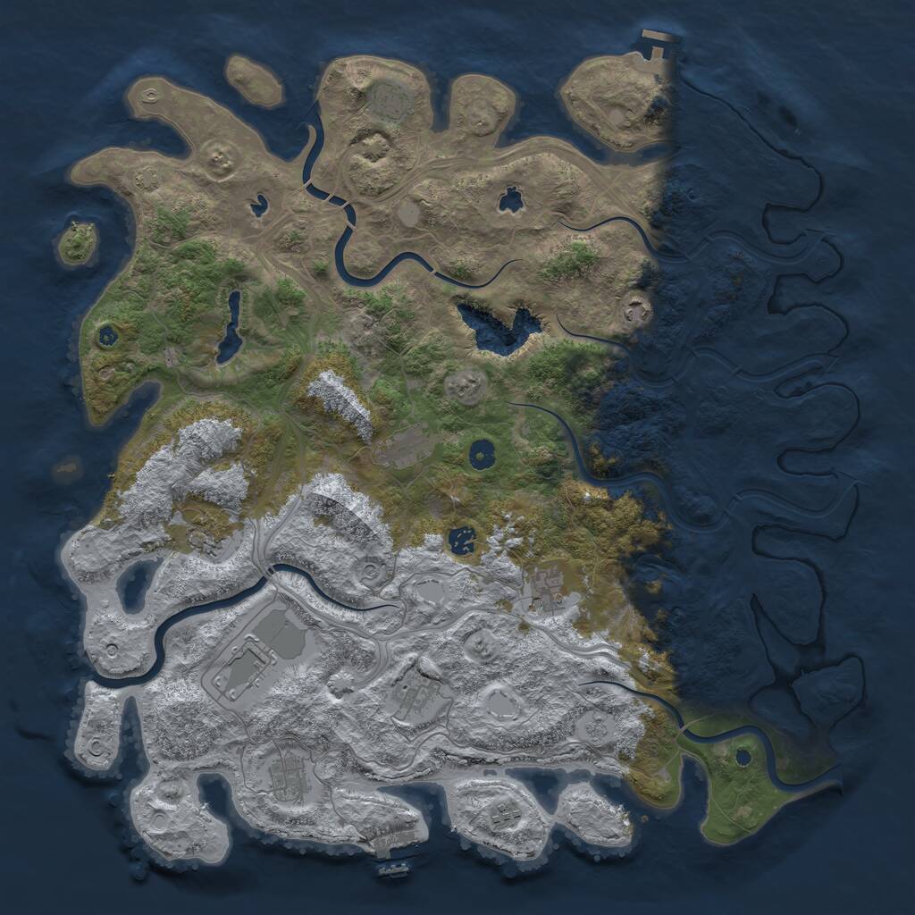 Rust Map: Procedural Map, Size: 4800, Seed: 1410709374, 16 Monuments