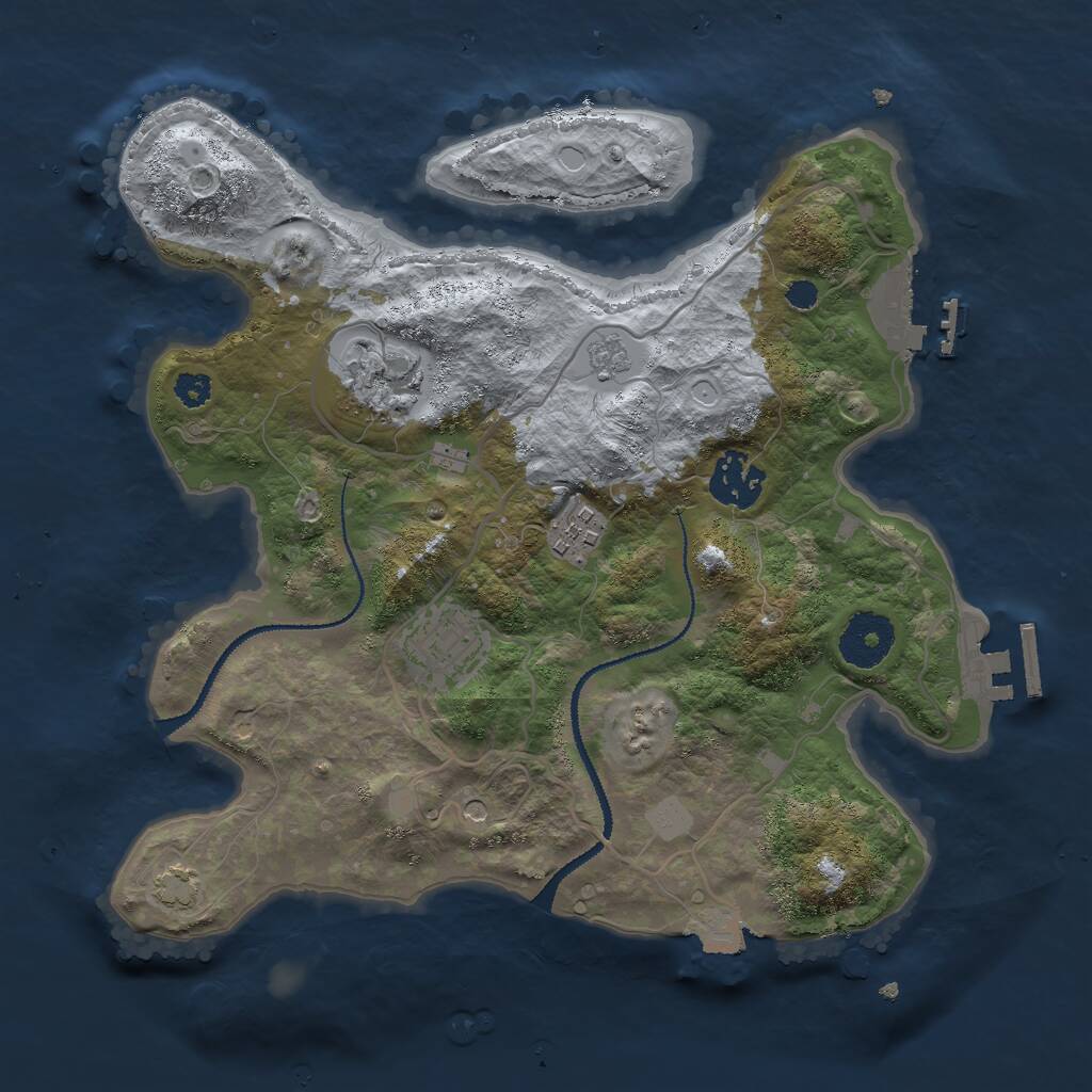 Rust Map: Procedural Map, Size: 3000, Seed: 1854811178, 10 Monuments