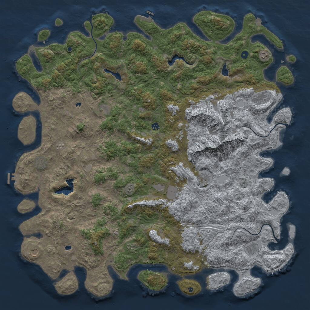 Rust Map: Procedural Map, Size: 6000, Seed: 54272682, 17 Monuments