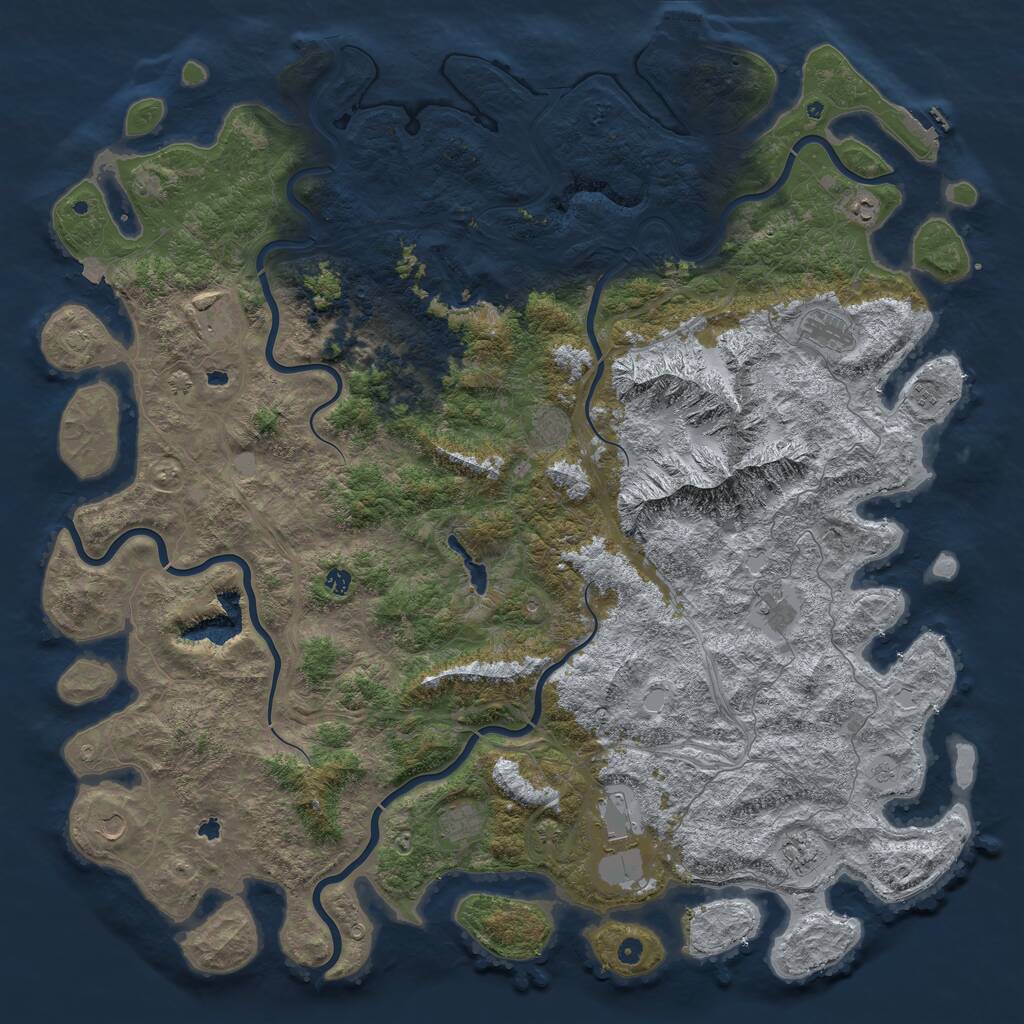 Rust Map: Procedural Map, Size: 6000, Seed: 54272682, 17 Monuments
